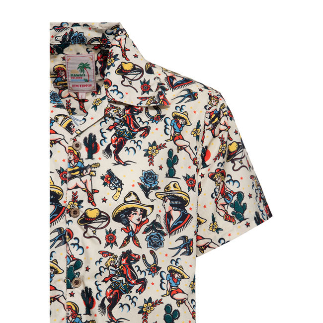 King Kerosin Cow Girl Hawaii shirt off white