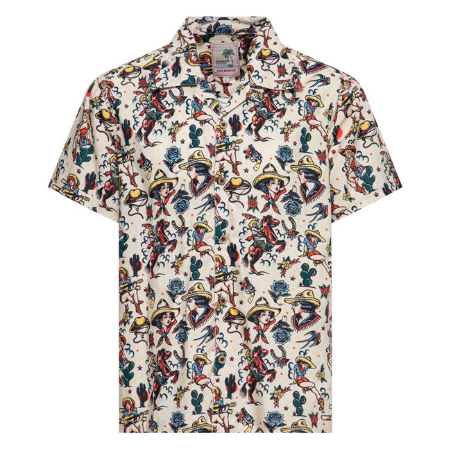 King Kerosin Cow Girl Hawaii shirt off white