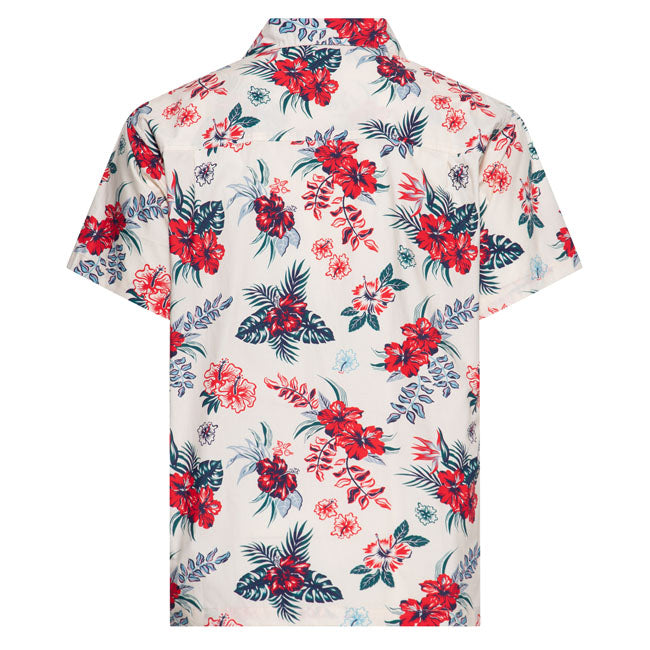 King Kerosin Hibiscus Hawaii shirt off white