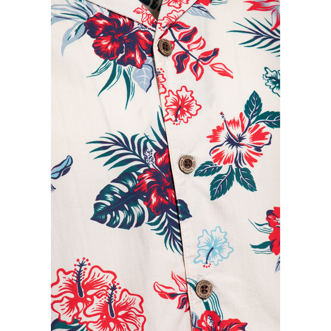 King Kerosin Hibiscus Hawaii shirt off white