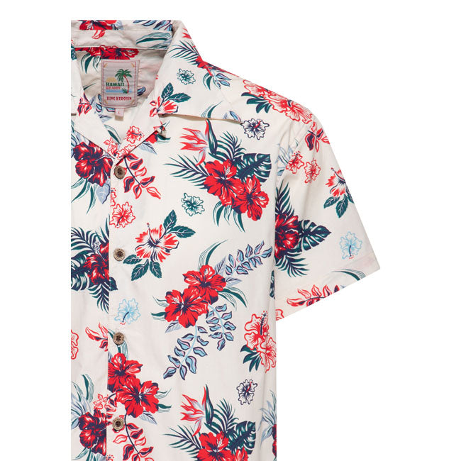 King Kerosin Hibiscus Hawaii shirt off white