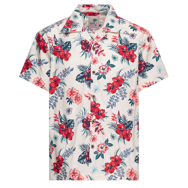 King Kerosin Hibiscus Hawaii shirt off white