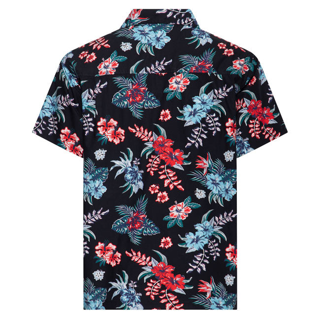 King Kerosin Hibiscus Hawaii shirt black