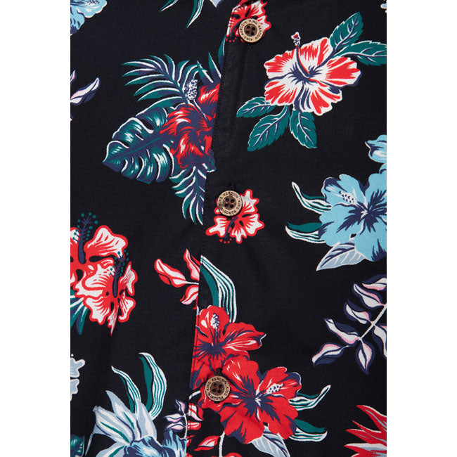 King Kerosin Hibiscus Hawaii shirt black