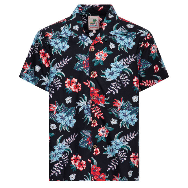 King Kerosin Hibiscus Hawaii shirt black