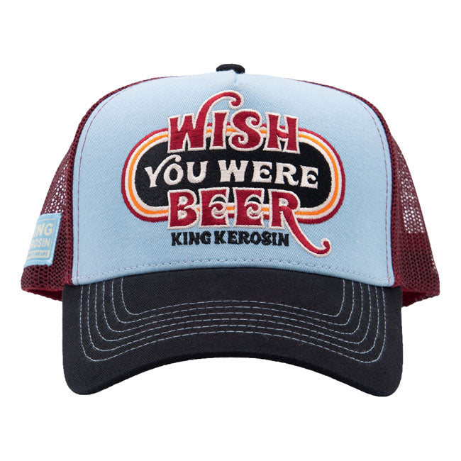 King Kerosin Wish You Were Beer trucker cap skyblue/black