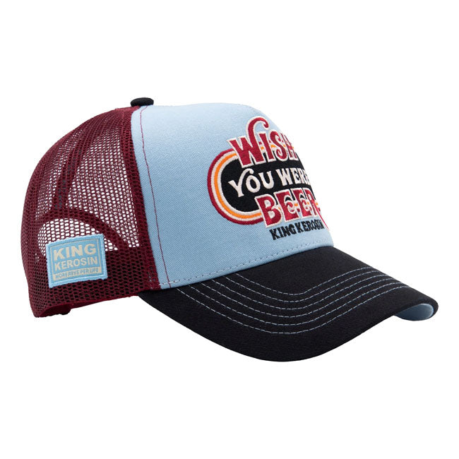 King Kerosin Wish You Were Beer trucker cap skyblue/black