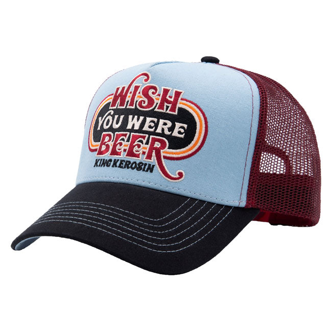 King Kerosin Wish You Were Beer trucker cap skyblue/black