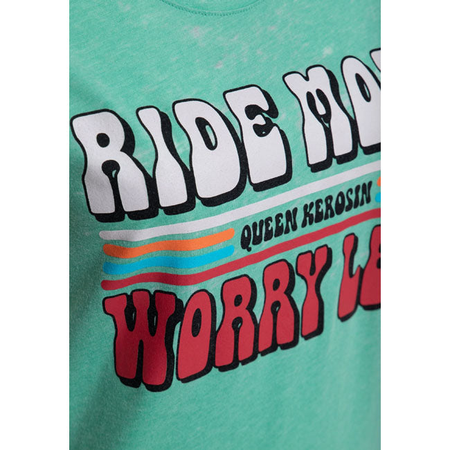 Queen Kerosin Ride More, Worry Less t-shirt mint
