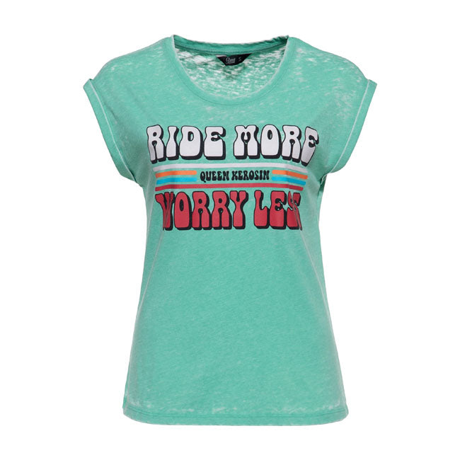 Queen Kerosin Ride More, Worry Less t-shirt mint