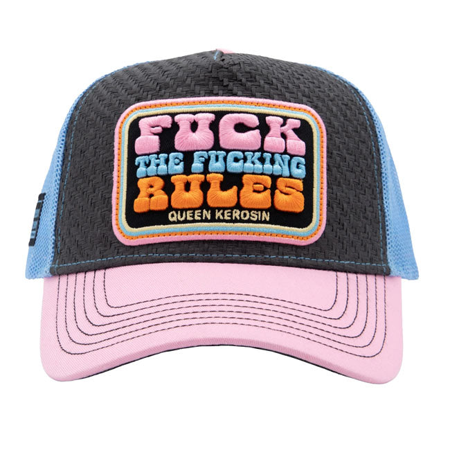 Queen Kerosin Fuck Rules trucker cap rose