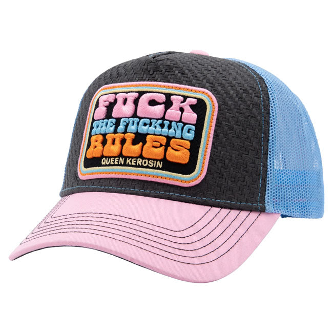 Queen Kerosin Fuck Rules trucker cap rose