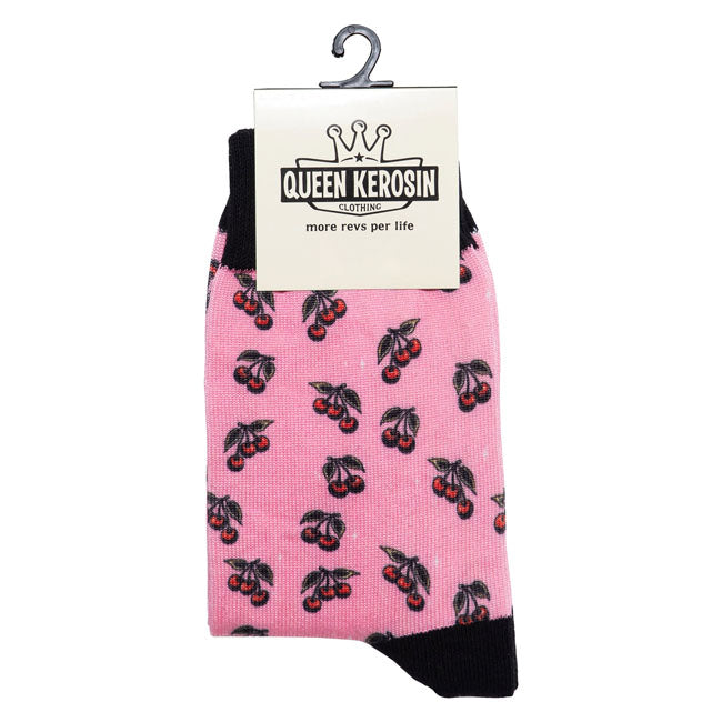 Queen Kerosin Cherries socks rose