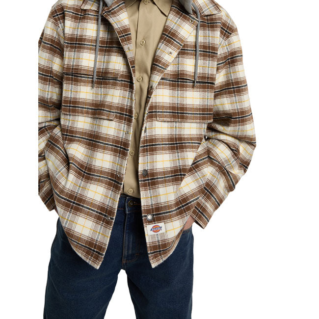 Dickies Eustis Hooded Flannel shacket egret