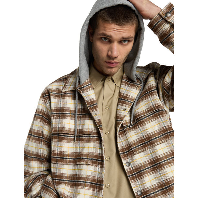 Dickies Eustis Hooded Flannel shacket egret