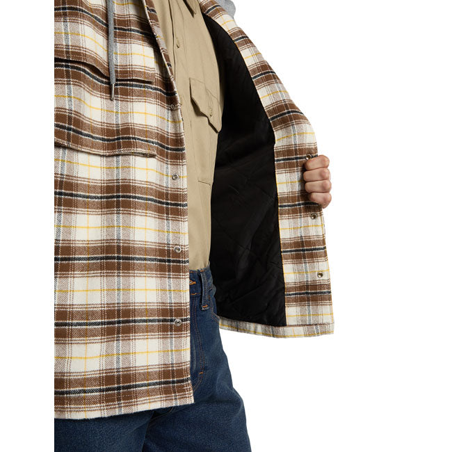 Dickies Eustis Hooded Flannel shacket egret