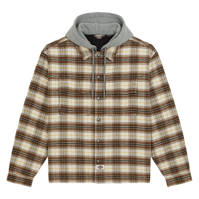 Dickies Eustis Hooded Flannel shacket egret