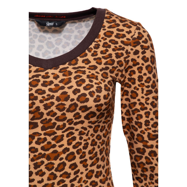 Queen Kerosin V-neck Leopard shirt leopard