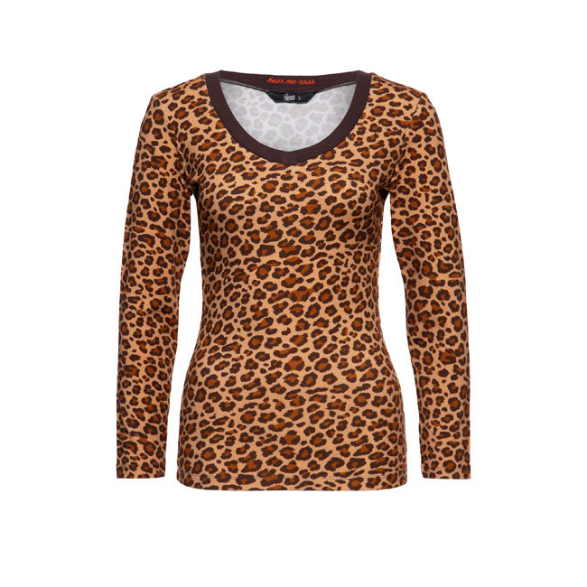 Queen Kerosin V-neck Leopard shirt leopard