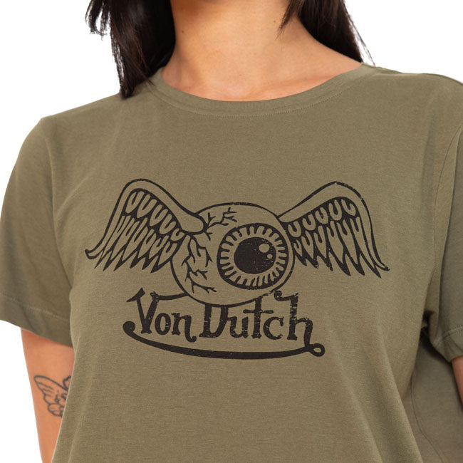 Von Dutch Retro female t-shirt khaki — Size XS