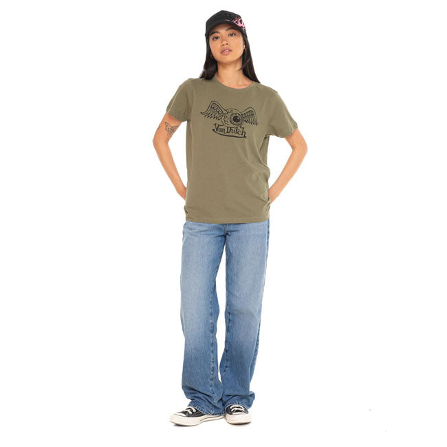 Von Dutch Retro female t-shirt khaki — Size XS