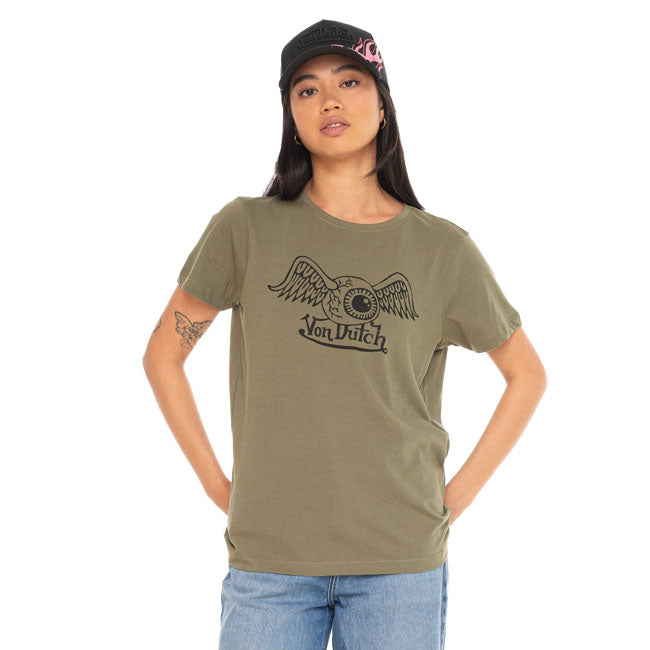 Von Dutch Retro female t-shirt khaki — Size XS