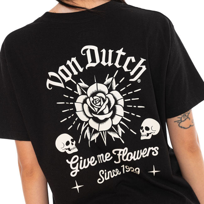 Von Dutch Rose female t-shirt black — Size XS