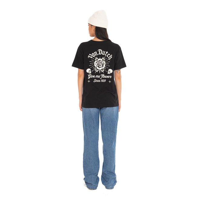 Von Dutch Rose female t-shirt black — Size XS