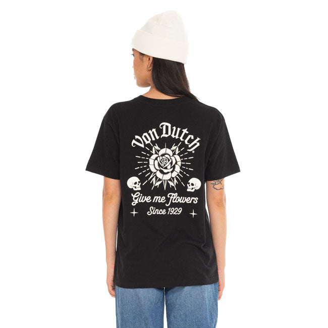 Von Dutch Rose female t-shirt black — Size XS