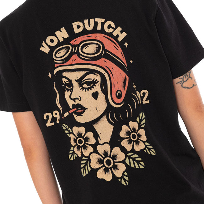 Von Dutch Smoke female t-shirt black — Size XS