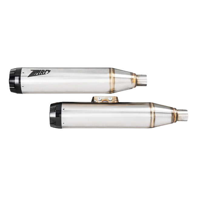 Zard, ''Overlapped'' 2-2 slip-on mufflers. Satin — 18-21 FLHC Heritage Classic; 18-24 FLHCS Heritage Classic 114; 2024 FLI Hydra Glide Revival 107 (NU)