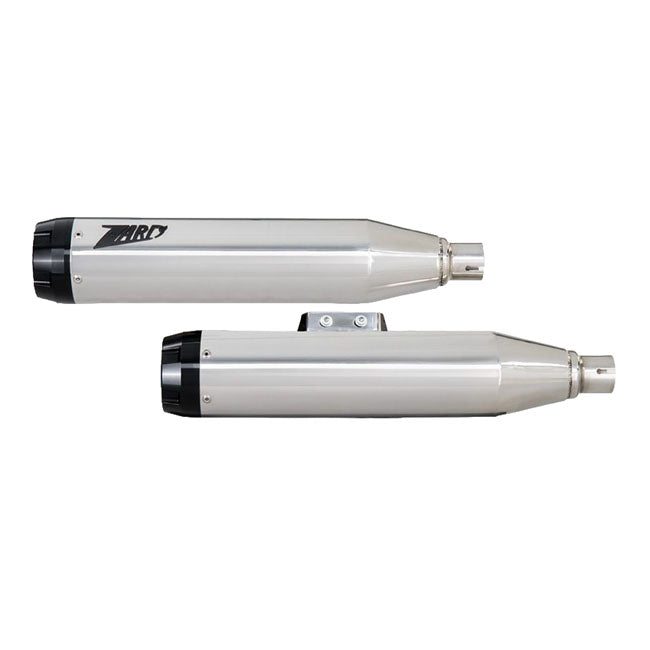 Zard, ''Overlapped'' 2-2 slip-on mufflers. Polished — 18-21 FLHC Heritage Classic; 18-24 FLHCS Heritage Classic 114; 2024 FLI Hydra Glide Revival 107 (NU)