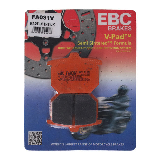 EBC V-pad Semi Sintered brake pads — Front: Honda: 78-82 CB 750 F; 78 CB 750 F2; 78-82 CB 750 F; 78 CB 750 F2  Rear: Honda: 78-82 CB 750 F; 80-81 CB 900 FZ/FA; 79-80 CBX 1000 Z