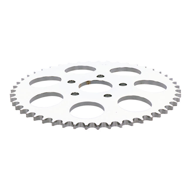 Rear sprocket, chrome. 49t — 73-85 4-speed Big Twin; 79-81 XL Sportster (NU)