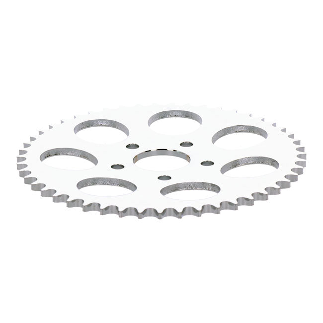 Rear sprocket, chrome. 49t — 73-85 4-speed Big Twin; 79-81 XL Sportster (NU)