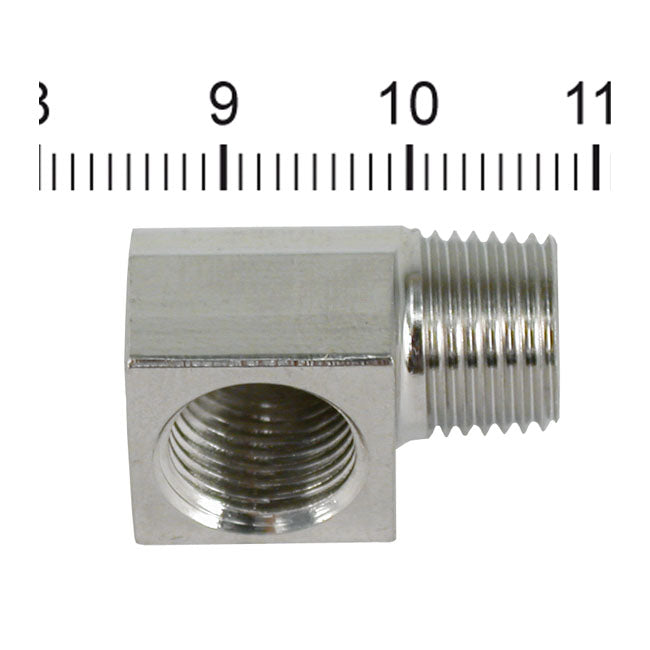 Streethogs, oil fitting adapter, 90 degree. Stainless