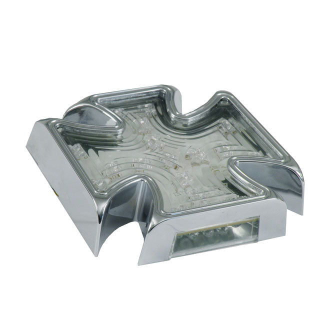 Maltese cross billet LED taillight. Clear lens