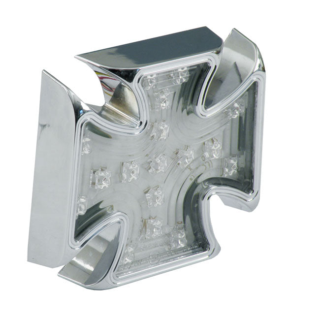Maltese cross billet LED taillight. Clear lens