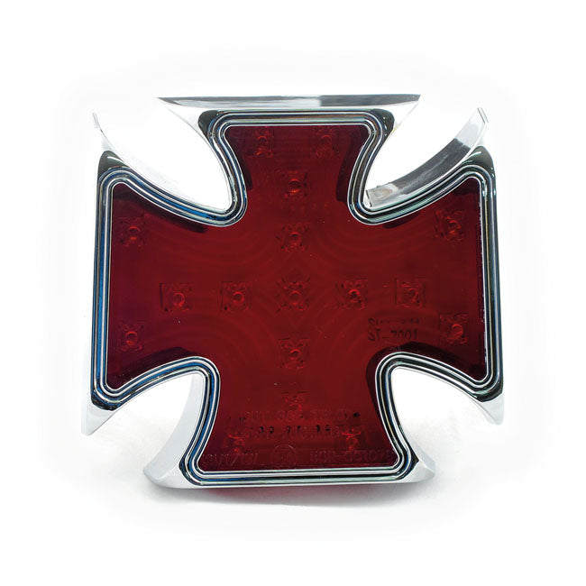 Maltese cross billet LED taillight. Red lens