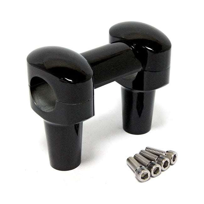 Widow riser set. 3" rise. Black — Most 73-up H-D with 3.5" riser spacing and 1-1/4" handlebars
