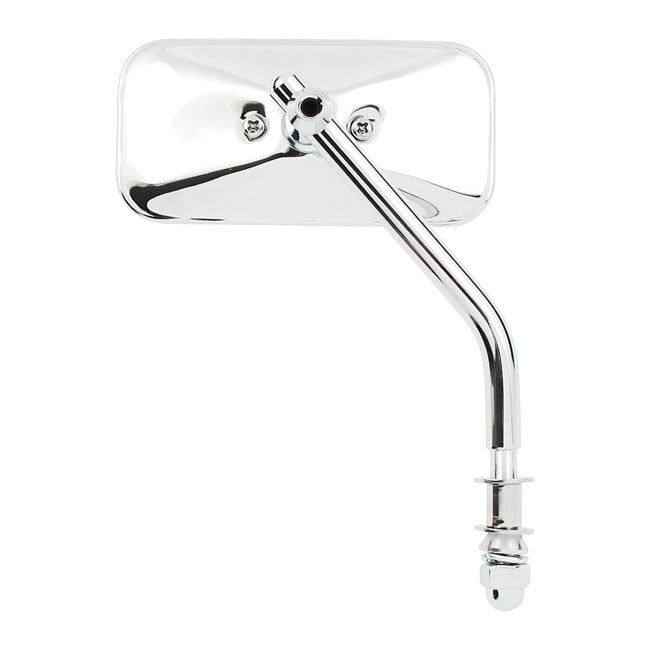 Small rectangular mirror. short stem, chrome