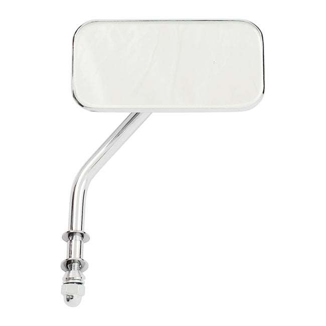 Small rectangular mirror. short stem, chrome