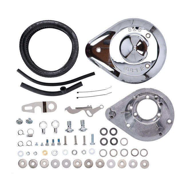 S&S, teardrop air cleaner assembly. Chrome — 04-06 XL Sportster with S&S E/G carburetor (NU)