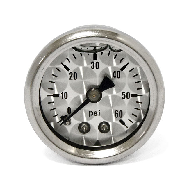 Oil pressure gauge, ''Engine-Turned'' face. 0-60 PSI
