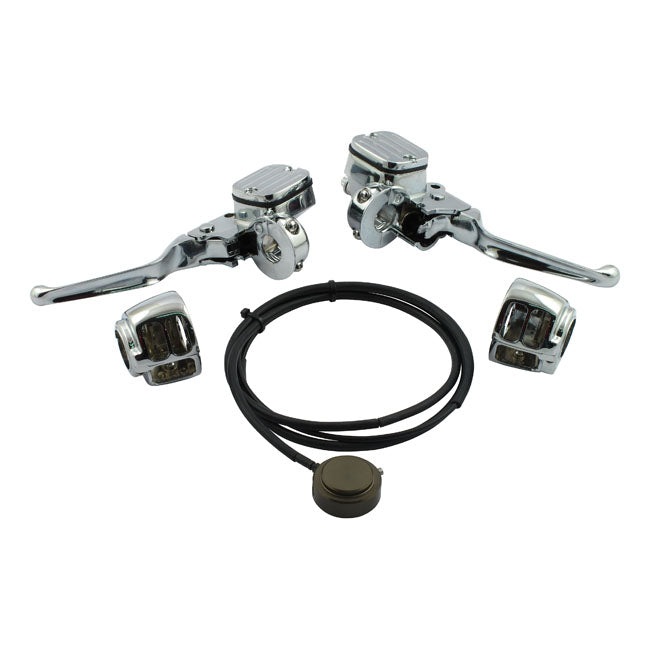 Handlebar control hydr. Clutch conversion kit. Chrome — 96-06 Softail; 96-05 Dyna. (Single disc models only) (NU)