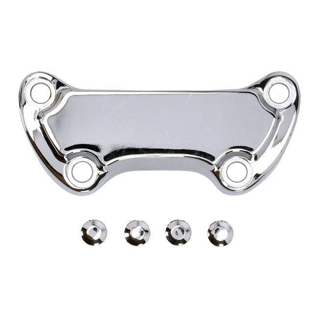 Handlebar top clamp, without skirt — Various 73-23 Big Twin; XL Sportster (Excl. FLT/Touring). With 1" diameter bars