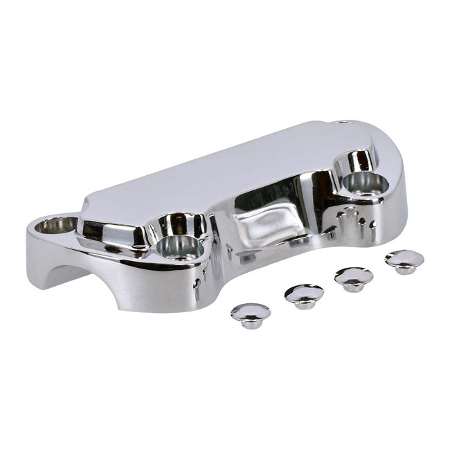 Handlebar top clamp, without skirt — Various 73-23 Big Twin; XL Sportster (Excl. FLT/Touring). With 1" diameter bars