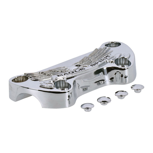 Handlebar top clamp, without skirt — Various 73-23 Big Twin; XL Sportster (Excl. FLT/Touring). With 1" diameter bars