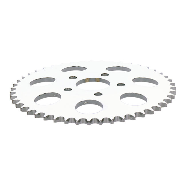 Rear sprocket, chrome. 47t — 73-85 4-speed Big Twin; 79-81 XL Sportster (NU)