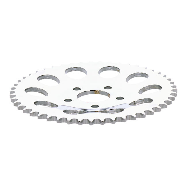 Rear sprocket, chrome. 49t — 82-85 FXR; 73-99 style offset chop (NU)
